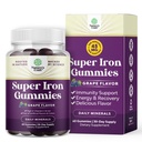 Extra Stärke Eisengummis für Frauen und Männer - Potent 45mg pro Servierbare Beilage für Frauen und Männer mit Vitamin C für höhere Absorption - Vegan Daily Iron Gummy Keine künstlichen Aromen