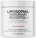 Codeage Poudre d'inositol ovaire liposomique - Myo-Inositol et D-Chiro-Inositol 40:1 Mélange, folate 5-MTHF, CoQ10, grenade et myrtilles sauvages - 2 mois d'approvisionnement - mélange de saveur de baies - non-OGM, 60 portions