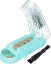 Pille Cutter für mehrere Pillen in einer Zeit, Pille Cutter Splitter für kleine und winzige Pillen, Pille Cutter für kleine oder große Pillen, Pille Splitter mit verstecktem Sharp Edelstahl Klinge (Blau+Clear)