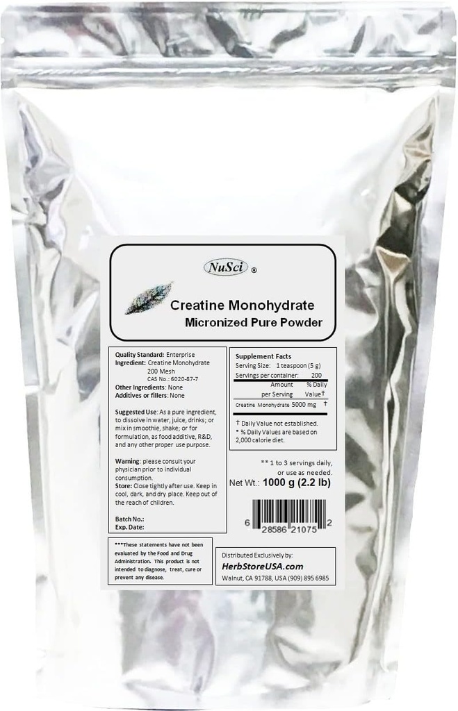 Reines Creatin Monohydrat Mikronisiertes Pulver (1000 Gramm (2.2 lb))