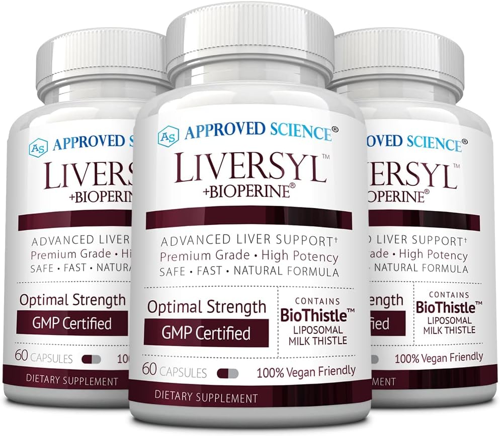 Science approuvée Liversyl - Soutien Fonction hépatique optimale - Nettoyage et désintoxication - Rapide et efficace - Thistle de lait, extrait d'artichaut et biopérine - Vegan - 180 Compte - 3 mois d'approvisionnement - Fabriqué aux États-Unis