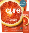 Cure Hydration | Plant-Based Electrolyte Drink Mix | No Added Sugar | FSA-HSA | Dehydration Relief Powder Made with Coconut Water | Non-GMO | Vegan | Pouch of 14 Packets - Blood Orange