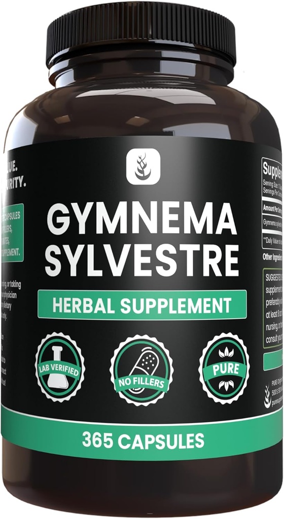PURE ORIGINAL INGREDIENTS Gymnema Sylvestre (365 Kapseln), keine Magnesium- oder Reisfüller, Immer rein, Lab Verifiziert