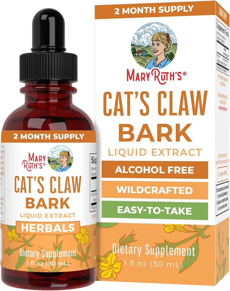 MaryRuth Organics Cat's Claw Herbal Liquid Drops | 2 Monate Versorgung | Unflavored Cats Claw Tincture | Uncaria tomentosa | Non-GMO Project Verified | Vegan | Gluten Free | Sugar Free | 1 Fl Oz