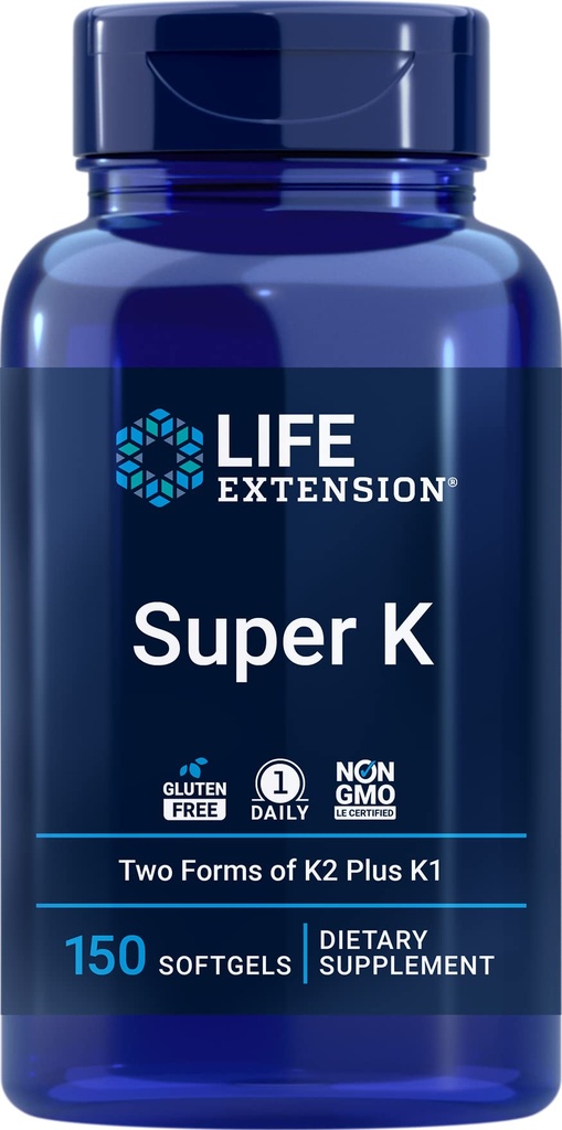 Life Extension Super K, 150 Softgels, mit Vitamin K1 und K2 - MK4 & MK7