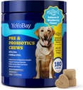 Probiotiques pour chiens - Probiotiques pour chiens pour la santé de la peau, de l'Immune et de l'intestin - 6 milliards d'UFC, 180 Mâches molles, saumon et saveur de bleuets - avec prébiotiques et enzymes digestives