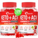 Apfelessiggummis, GLP-1 Unterstützung Keto ACV Gummis Max Strength 2000mg Apfelessig mit Mutter, Probiotics & Vitamin B12, für Verdauung, Stoffwechsel, Saubere & Detox-Diät (2 Packungen)