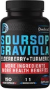 11in1 Graviola Soursop Kapseln für 5 Monate Versorgung mit Soursop Fruit, Elderberry, Turmeric, Ginger, Milk Thistle, Cranberry & More - Mood, Immun & Body Health - 150 Vegan Kapseln