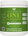 VitaHustle ONE Superfood Super Greens Powder with Prebiotics + Probiotics, Reduce Bloating, Detox, Gut Health, Spirulina, Chlorella, Digestive Enzymes (Berry Flavor, 25 Servings)