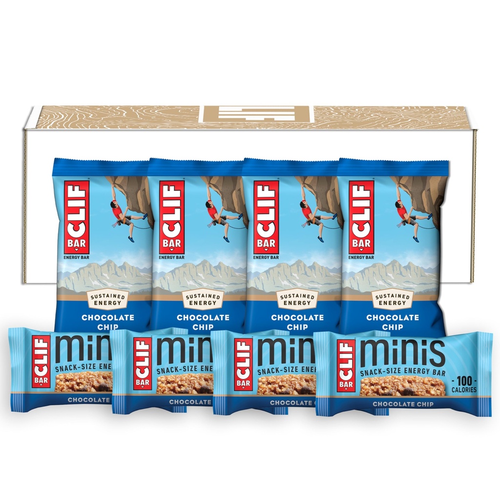 CLIF BAR - Schokoladenchip - Volle Größe und Mini Energy Bars - Hergestellt mit organischen Hafer - Non-GMO - Plant Based - 2.4 Unze und 0.99 Unze (20 Count)