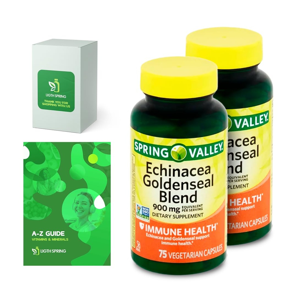 Supplément alimentaire pour mélange de seaux d'or de l'échinacée, 900 mg, 75 Ct avec vitamines et minéraux exclusifs A à Z - Meilleur guide de ligth et de printemps@ (3 éléments)