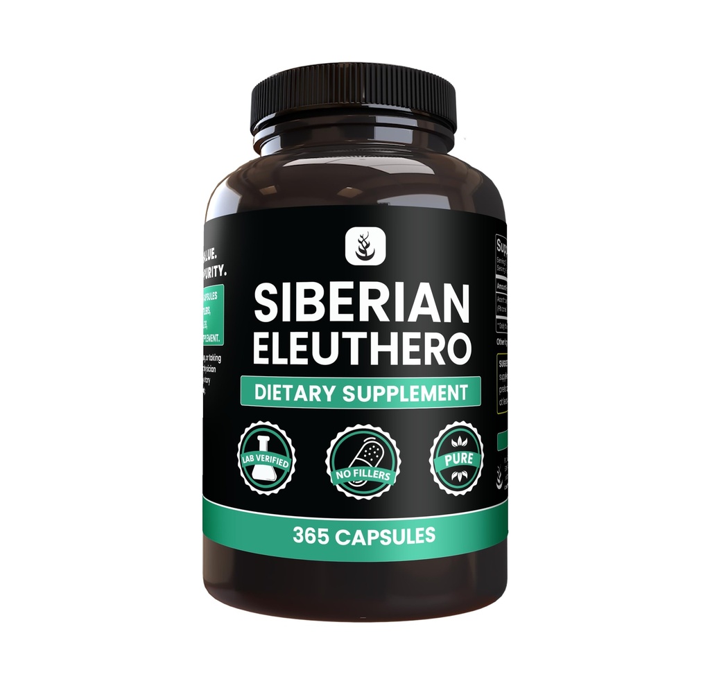PURE ORIGINAL INGRÉDIENTS Eleuthero sibérien, toujours pur, sans additifs ou remplisseurs, laboratoire vérifié (365 Nombre (paquet de 1))