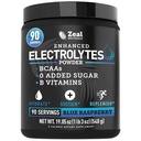 Zeal Naturals Electrolyte Powder Recovery Drink (90 portions) w 0 Sucre + BCAAs + B-Vitamines Supplément Electrolyte w Potassium Zinc & Magnésium pour l'hydratation - Keto Electrolytes