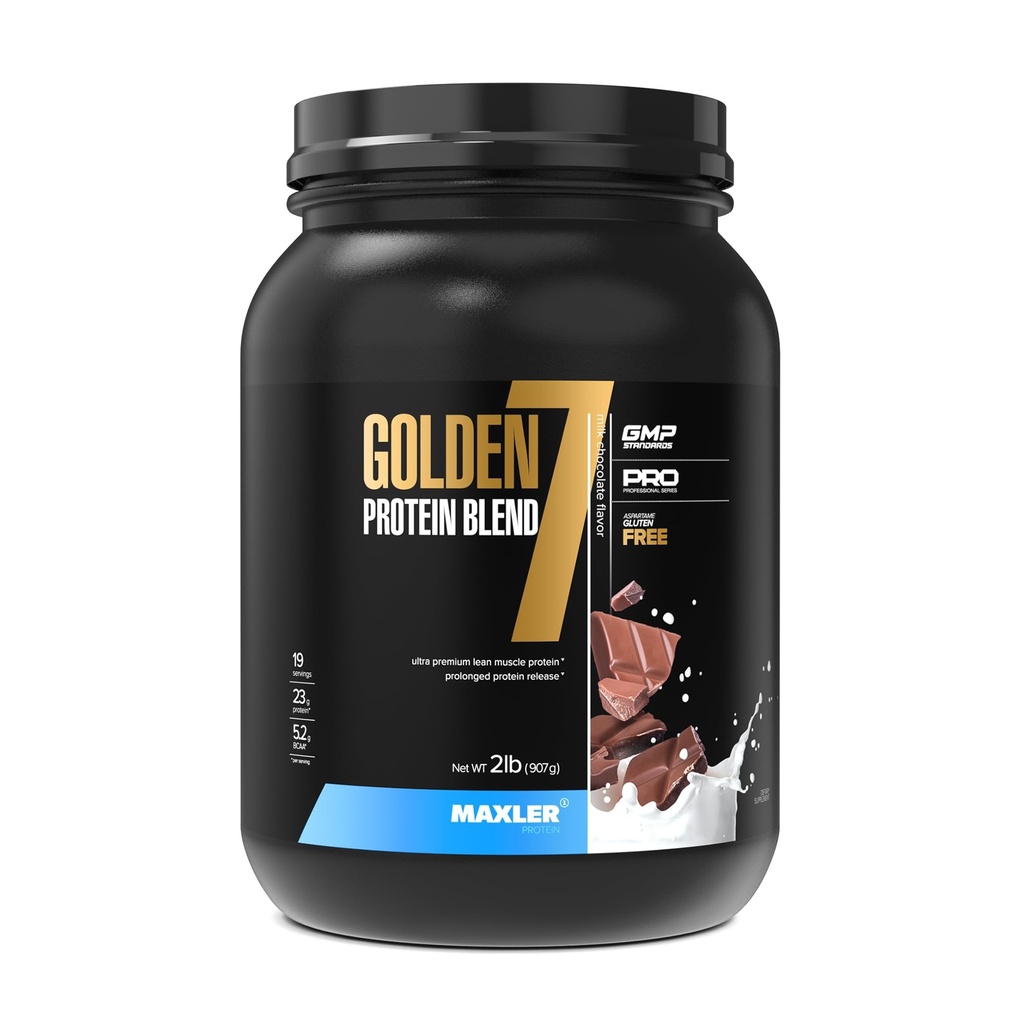 Mélange de protéines Maxler Golden 7 - Poudre de protéines pour le gain musculaire et la récupération - Poudre de protéines de chocolat au lait 2 lb