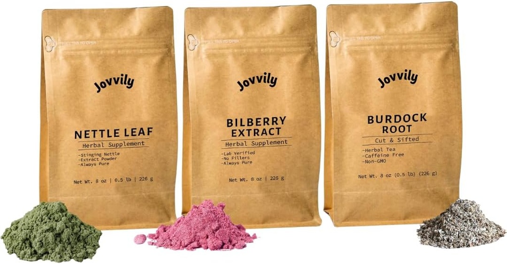 Nettle Leaf Powder, Bilberry Extract Powder, & Burdock Root Bundle - 8 oz - Ergänzungen & Tees