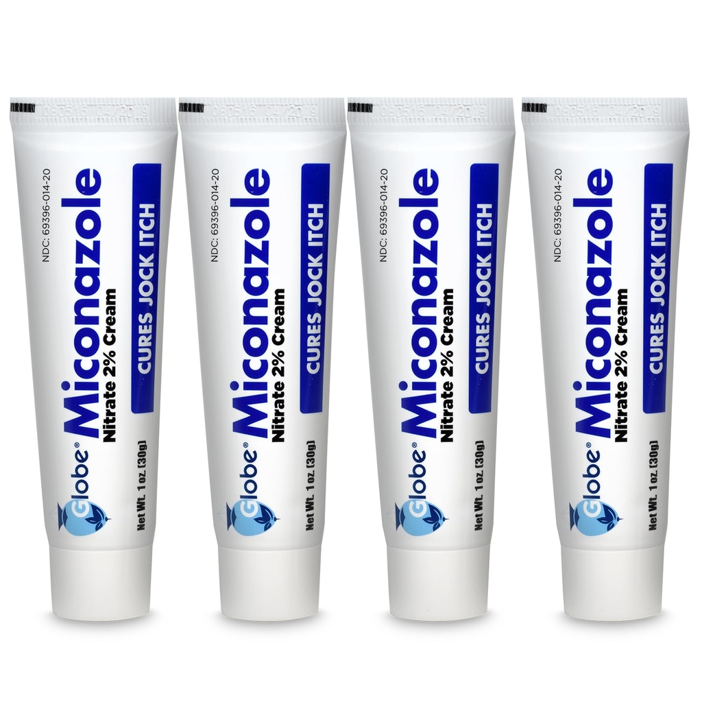 Globe (4 Pack) Miconazol Nitrat 2% Antifungal Cream, Cures Die meisten Athleten Fuß, Jock Itch, Ringworm und mehr. 1 OZ Tube