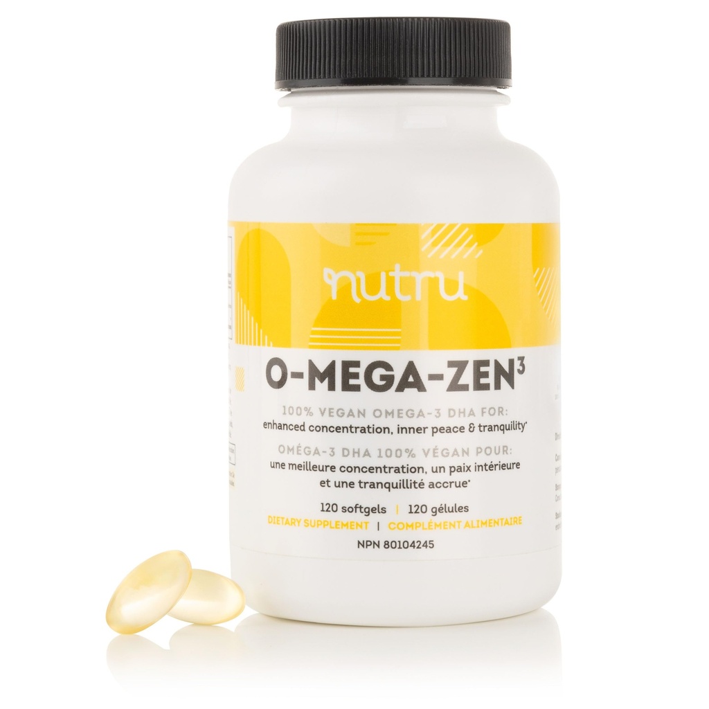 O-Mega-Zen3 Vegan Omega 3 Supplément DHA - 400 mg DHA Acides gras essentiels - Carrageenan Free - Premium Algal based Fish Oil Supplément alternatif - 120 Softgels