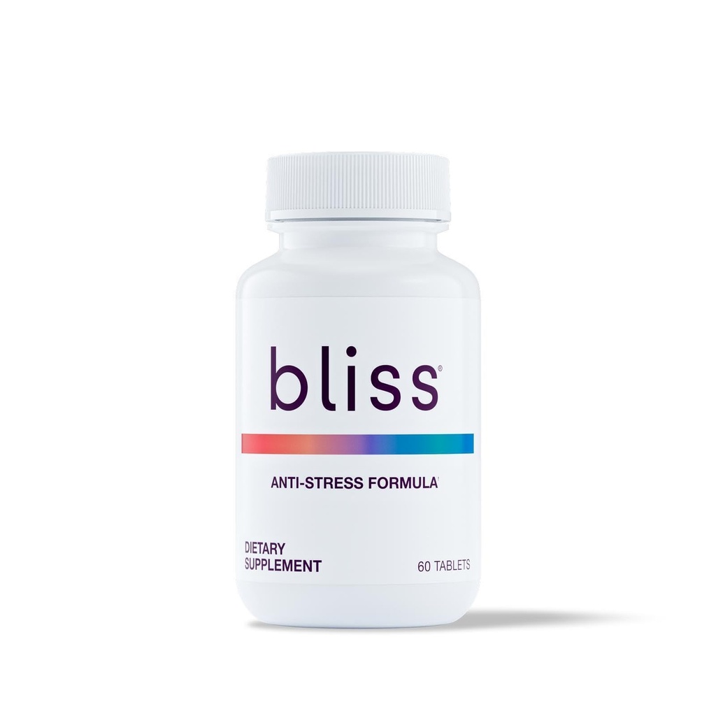 Bliss Kräuter Stress Support – Adaptogene Tabletten mit Ashwagandha, Rhodiola & L-Theanin – Fördert Beruhigung, Mood Balance & Mental Clarity – Vegan & Gluten-Free – 60 Tabletten