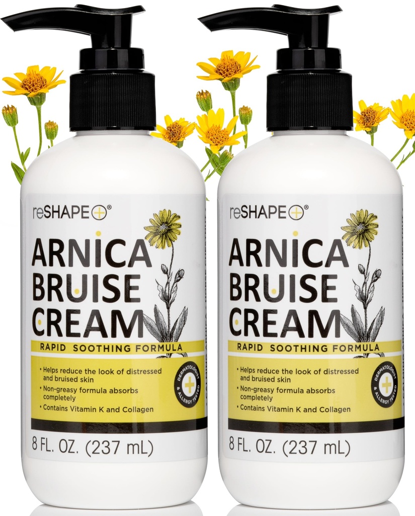 Reshape+ Arnica Bruise Relief Themencreme für Bruising, Swelling, & Verfärbung auf Haut, Natürliche Hautpflege Homöopathic Arnica Lotion W/Vitamin K, Rosskastanie, & Collagen, 8 Fl Oz (2-Pack)