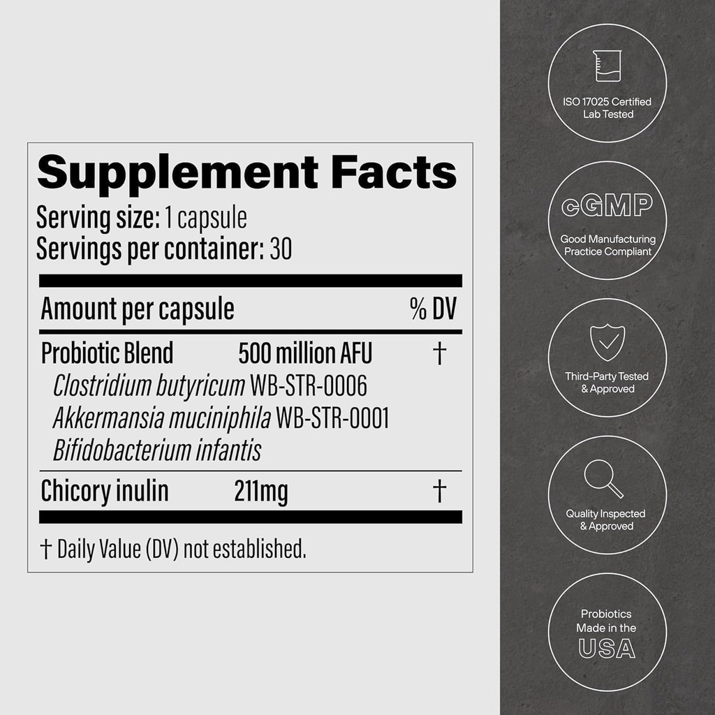 GLP-1 Probiotic, AFU Multi-Strain Probiotic + Prebiotic, Natürlich Akkermansia Muciniphila Probiotic Support GLP-1 Produktion & Curb Appetit für Männer & Frauen
