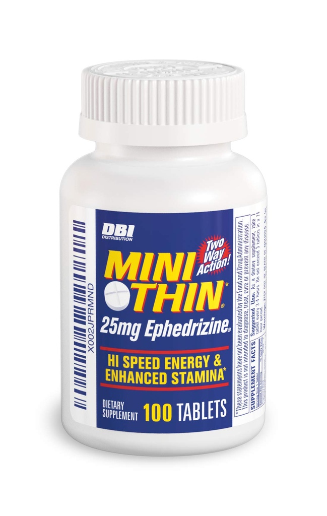 Mini Thin - Capsules à deux voies - Energy Formulées avec la caféine et l'éphédrizine - 100 Capsules