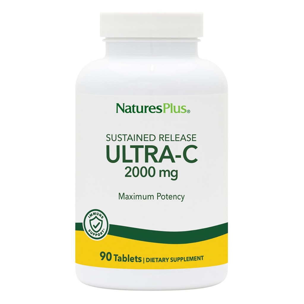 NaturesPlus Ultra-C 2000 mg - 90 Tabletten, Paket von 2 - Vitamin C mit Rose HIPS - Immun- & Antioxidans-Unterstützung - Vegetarisch, Glutenfrei - 180 Servietten