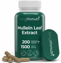 LongLifeNutri Mullein Leaf 1500mg 10:1 Extrakt - 200 vegetarische Kapseln, aus Bio Mullein Blattpulver, Kräuterergänzung für Atempflege, 2-Monats-Versorgung, Non-GMO, GMP zertifiziert, Made in USA