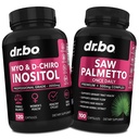 Myo-Inositol & D-Chiro Inositol Saw Palmetto - 40:1 Rapport Hormone Balance pour les femmes - Saw Palmetto pour les femmes Perte de cheveux - Suppléments pour soutenir le cycle menstruel et soutenir la santé féminine