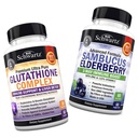Glutathion-Komplex mit Milchdistelextrakt, Vitamin C & Quercetin + Sambucus Elderberry Kapseln mit Zink & Vitamin C - Natürliche Antioxidantien-Formeln - Fördert Leber- und Immununterstützung