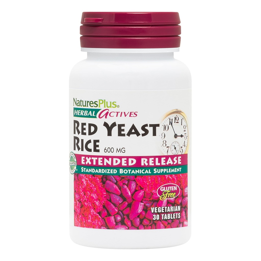 Natures Plus Kräuter-Aktive Rote Hefe Reis, erweiterte Veröffentlichung - 600mg, 30 Vegan Tabletten - Kräuter-Ergänzung - Vegetarisch, Glutenfrei - 30 Servierungen