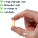 AmerOmega Triglycéride Omega-3 Huile de poisson pour la santé cardiaque - Wild-Caught Alaskan Walleye Pollock - American-Sourced, American-Made - Non-OGM, sans gluten et sans lait - 60 Softgels