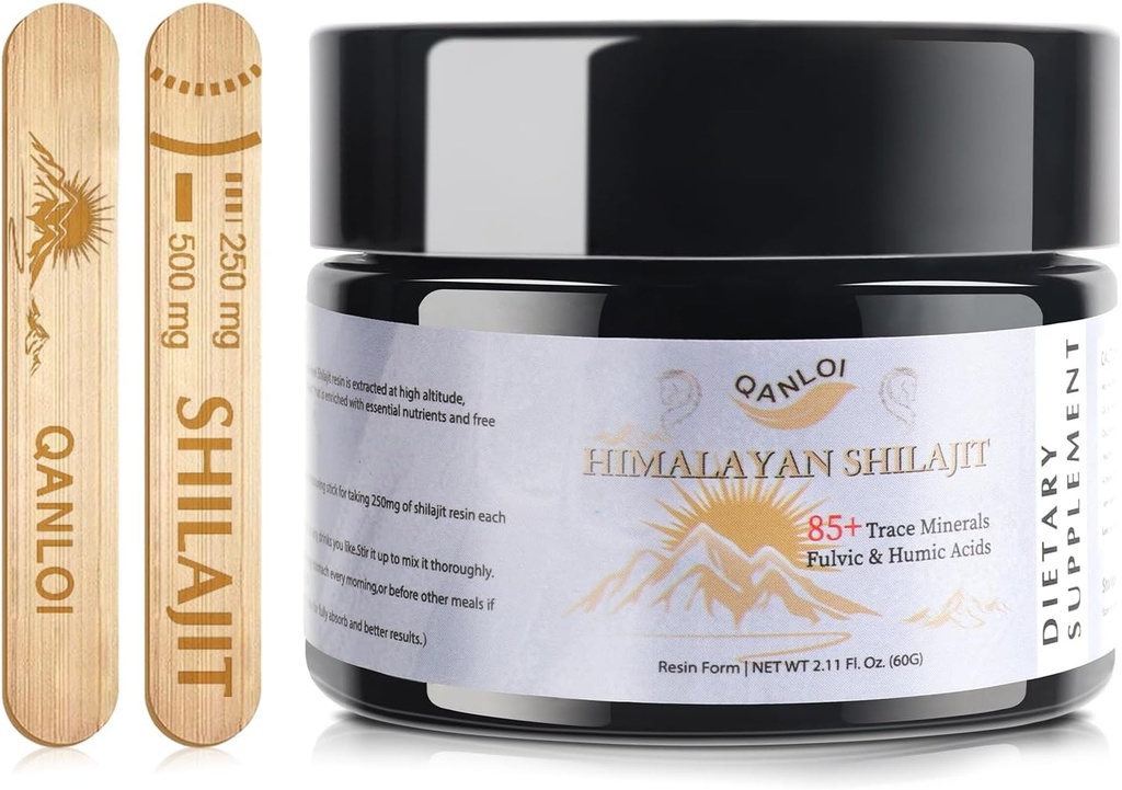 Shilajit für Men-Natural Shilajit Resin mit Humic und Fulvic Acid Supplement, Himalayan Shilajit Resin-120 Servieren/60g (500mg)