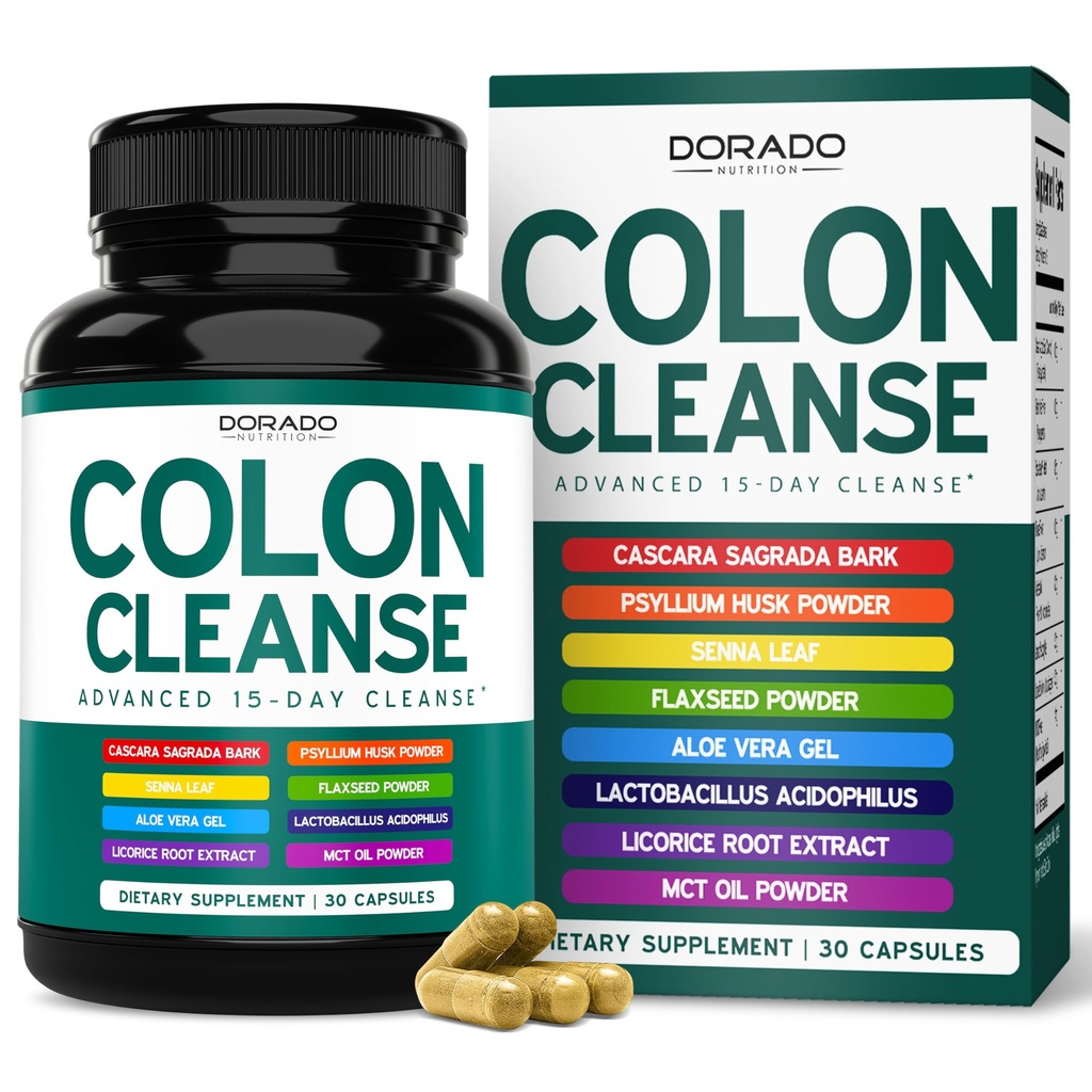 Colon Cleanse & Detox 15 Day Gut Cleanse (30 comte) Pilules nettoyantes intestinales et probiotiques pour laxatifs doux et  Bowel Relief pour le ballonnement de l'estomac - tiers testé, végétalien, non-OGM - Fabriqué aux États-Unis