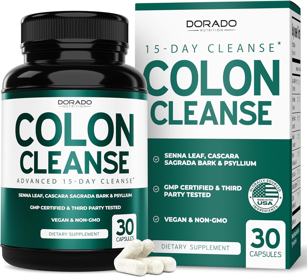 Colon Cleanse & Detox 15 Tage Gut Cleanse (30 Zähler) Darmreinigen Pillen & Probiotic für Gentle Laxative & Bowel Relief für Stomach Bloating - Third Party Tested, Vegan, Non-GMO - Made in USA