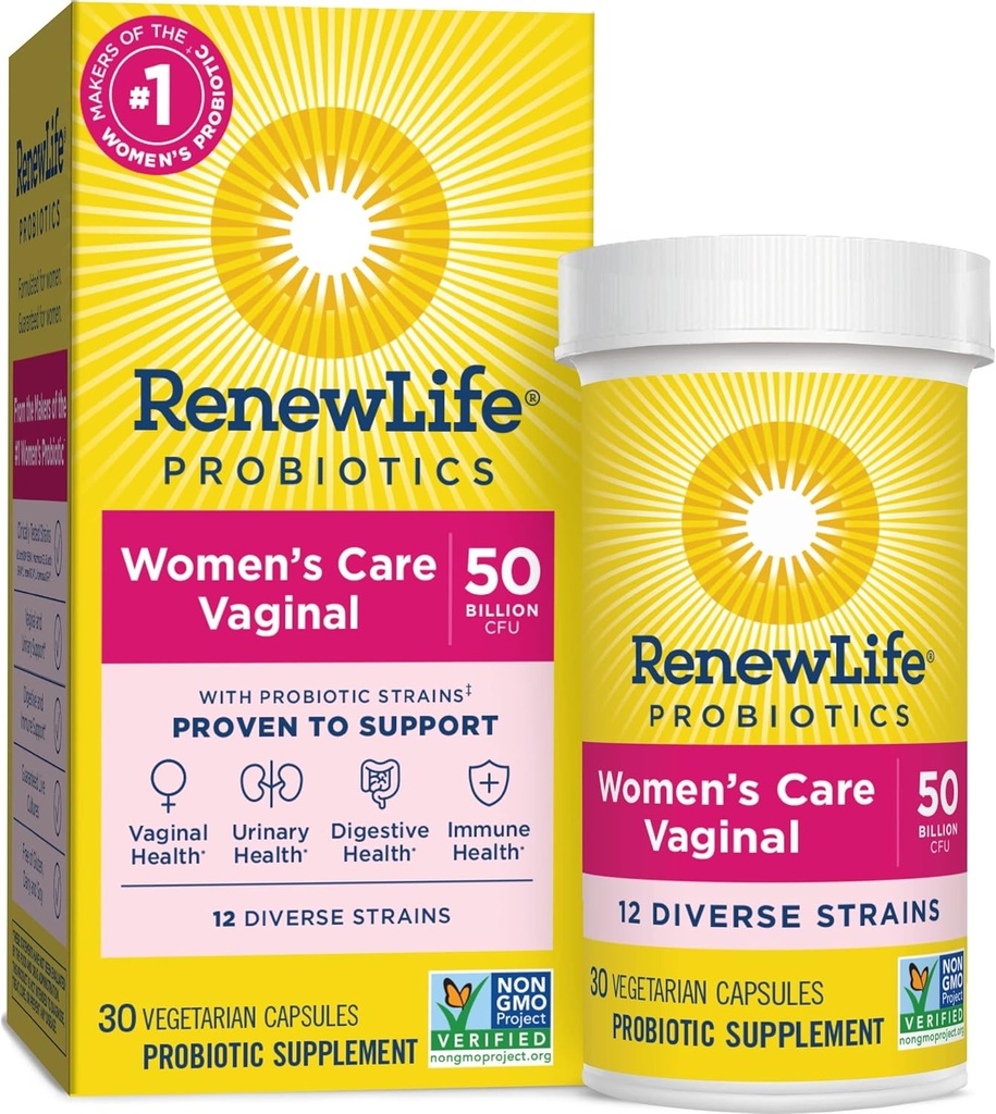 Renouveler la vie Capsules probiotiques pour femmes, 50 milliards d'UCF garantis, soutient l'équilibre du pH, vaginal, urinaire, digestif et immunitaire santé(2), L. Rhamnosus GG, laiterie, soja et sans gluten, 30 comte