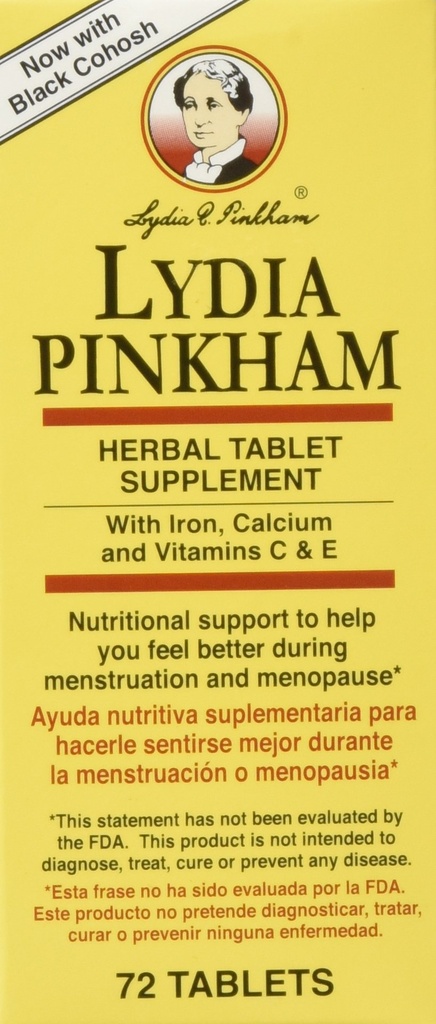 Lydia Pinkham Kräuter Ergänzung Tabletten für Menstruation und Menopause Unterstützung, 72 Zähler