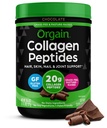 Orgain Hydrolyzed Collagen Peptides Powder For Women & Men, Chocolate, 20g Grass Fed Collagen - Hair, Skin, Nail, & Joint Support Supplement, Paleo & Keto, Non-GMO, Type I and III, 1lb