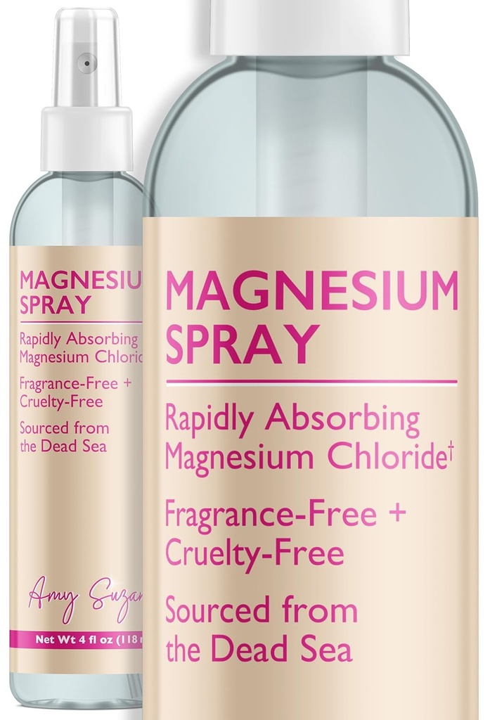 Spray au magnésium - Sans huile, sans fragrance Chlorure de magnésium pur provenant de la mer Morte - Absorbage rapide, Vegan Topic Mist Spray au magnésium pour pieds ou jambes, 4 oz