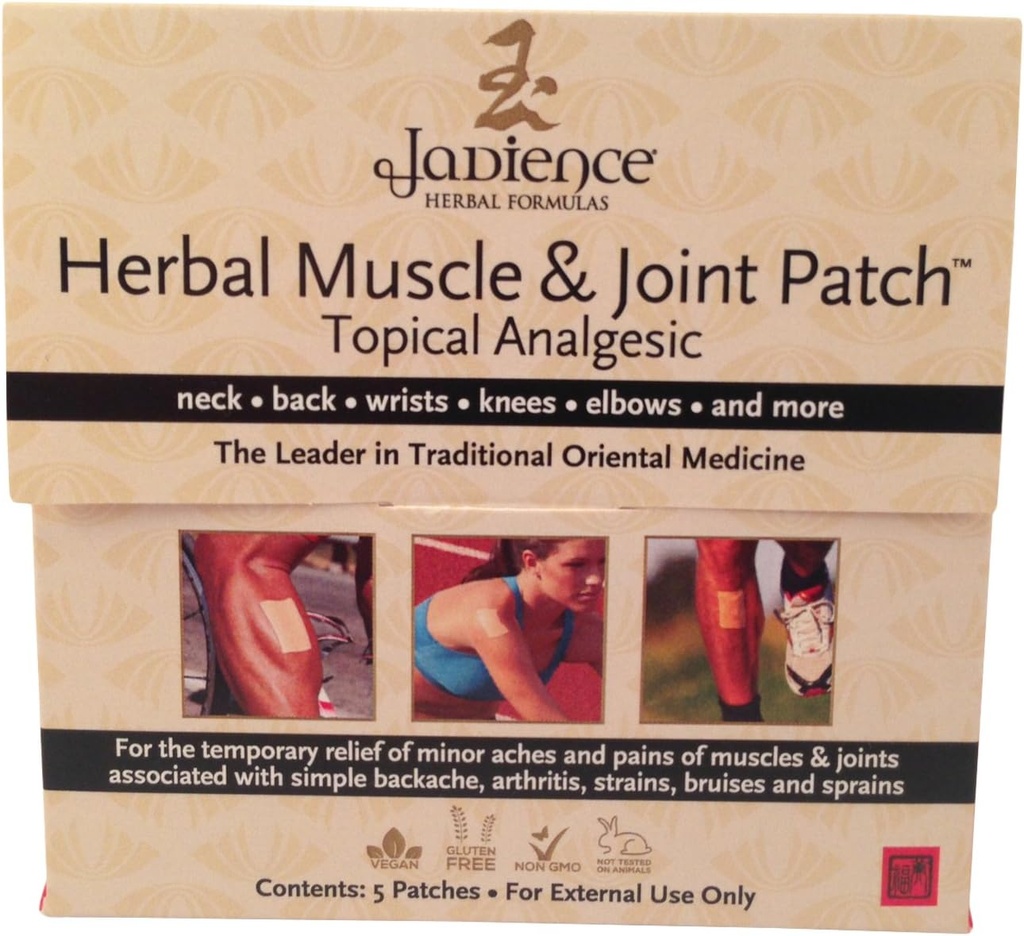 Jadience Patch für Muskel- und Gelenkschmerzen Relief: 5/Box | Dit Da Jow Formeln für Sore Neck, Rücken, Schultern, Arme, Hände, Handgelenke, Hüften, Beine, Knie und Füße | Natürliche Analgetik | Hypoallergen