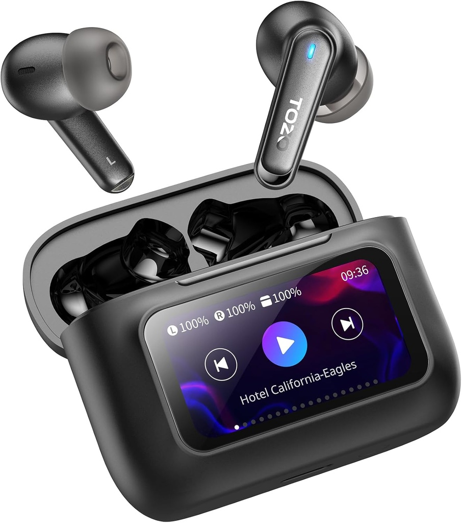 TOZO ColorPods Wireless Earbuds mit Touch Screen Active Noise Cancelling Ohr Buds 4 Mics ENC Clear Call Deep Bass im Ohr Bluetooth 5.4 Kopfhörer Lange Playtime IPX6 Wasserdichte 32 EQs über APP
