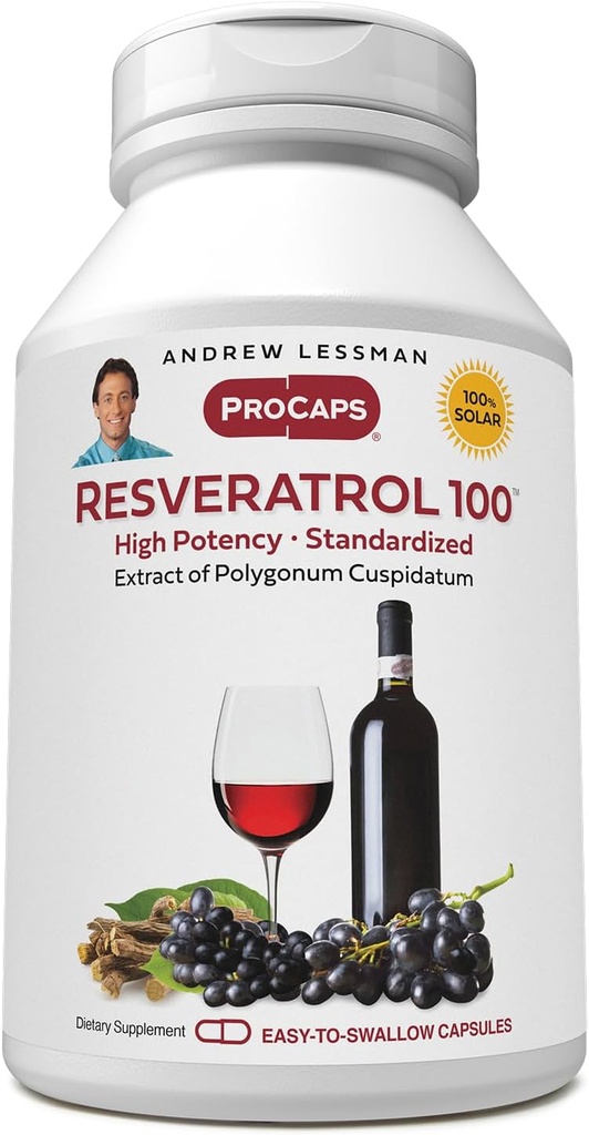 ANDREW LESSMAN Resveratrol-100mg - 30 Kapseln - Red Wine's Beneficial, Naturally Occurring Antioxidant, Ohne Alkohol. Zusatzstoff frei