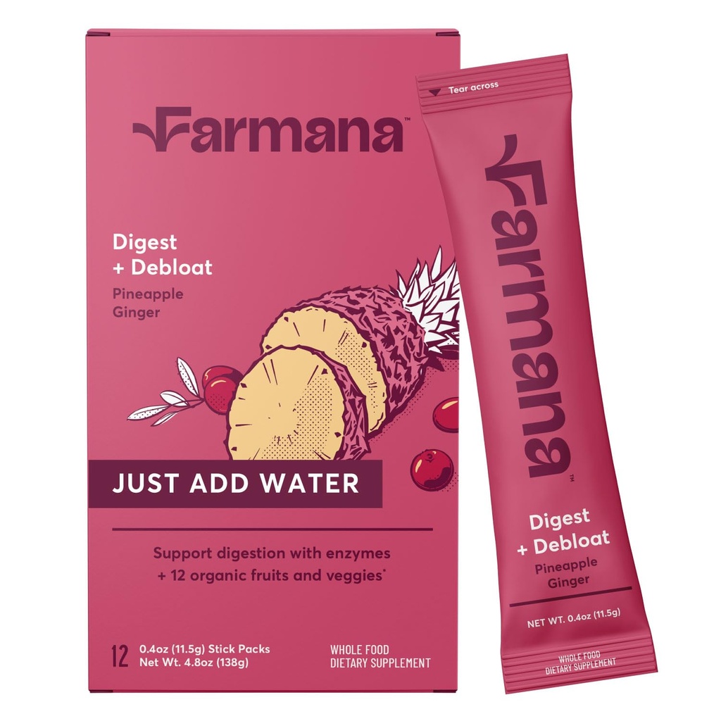 Mélange de boissons de dégel et de digestion quotidienne – Supplément santé anti-dérapant et git avec enzymes digestives, prébiotiques et superaliments biologiques – Detox et Debloat - Arôme de gingembre d'ananas