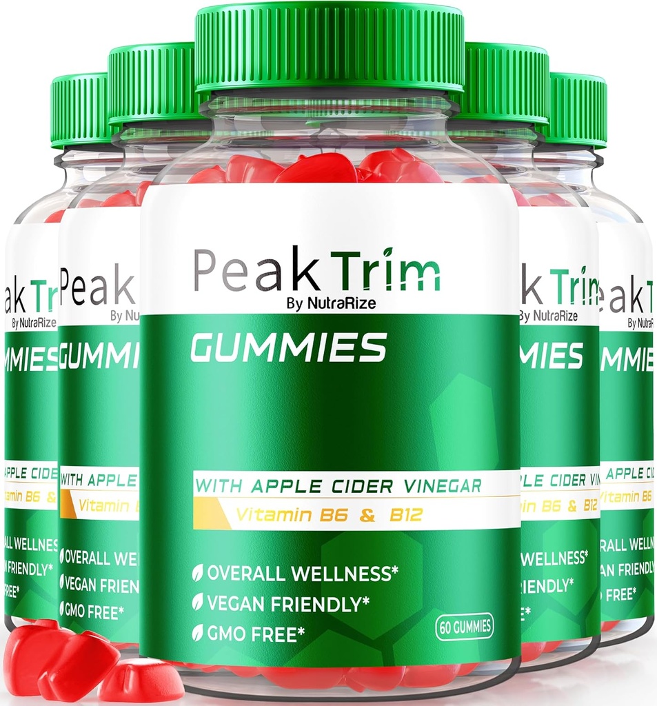 (5 Pack) PeakTrim Keto Gummies, Official PeakTrim Keto ACV Gummies, All Natural Keto Gummy, Apple Cider Essig 1000MG, Maximum Strength Weight Loss Supplement zum Support Fitness, Review (300 Gummi)