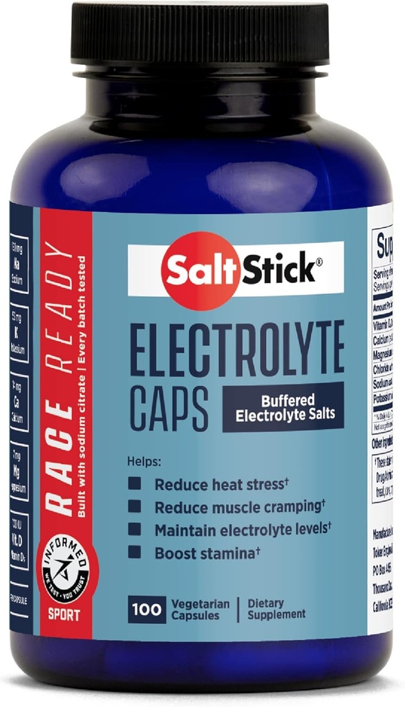 SaltStick Race Ready Elektrolyt Kapseln | Informierte Sport-zertifizierte Elektrolyte | Salz Pillen/Tablets für Laufen | Sporternährung Hydration, Hilft Reduzieren Muskelkrämpfe | 100 Kapseln