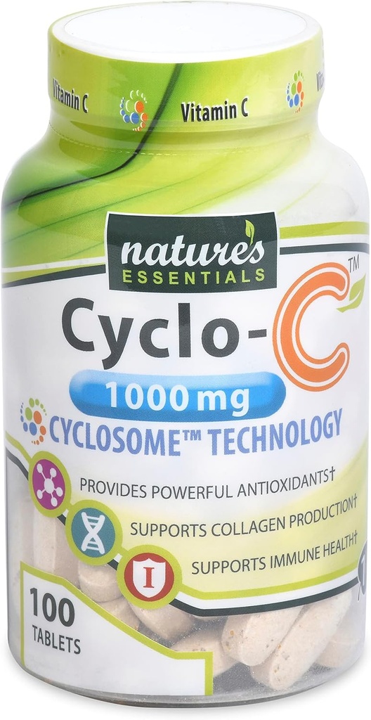 NATURE's ESSENTIALS Liposomales Vitamin C | Cyclo-C 1000mg | Bioflavonoids + Cyclodextrin Maximale Absorption Formel | 3 Monate Versorgung | Non-GMO | Glutenfrei | Vegetarian | Graf (100)