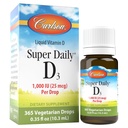 Carlson - Super Daily D3, Vitamin D Tropfen, 1000 IU (25 mcg) pro Tropfen, 1-Jahres-Versorgung, Vitamin D3 Flüssigkeit, Herz-und Immun-Gesundheit, Vegetarisch, flüssiges Vitamin D3 Tropfen, entflammt, 365 Tropfen