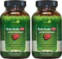 Irwin Naturals Brain Awake RED mit Nitric Oxide Booster - 60 Liquid Soft-Gels, Paket von 2 - Unterstützung Brain Health & Optimize Performance - 40 Gesamt Servietten