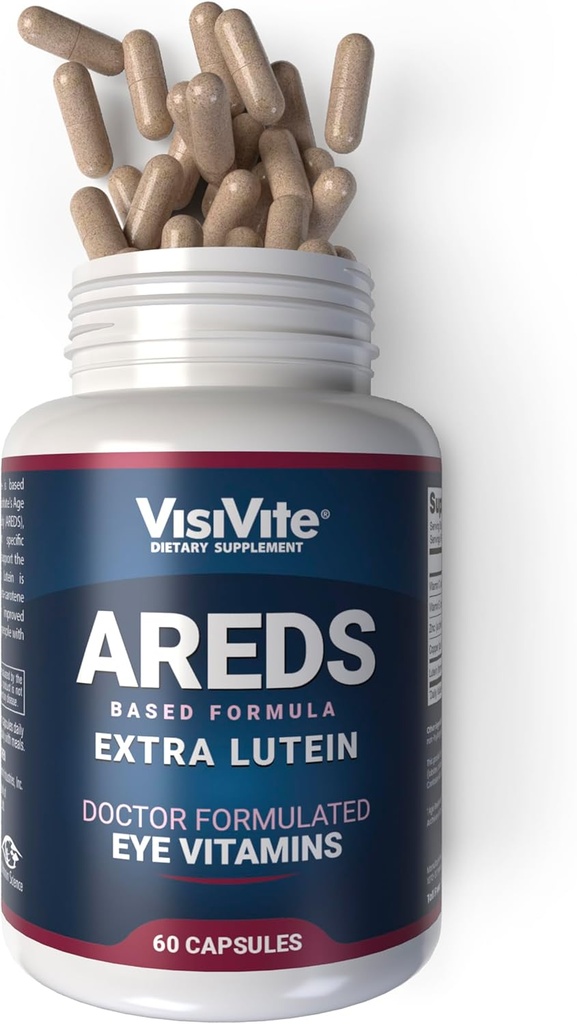 AREDS Lutein Augen Vitamine von VisiVite - Lutein Ergänzungen für Augen ohne Beta-Carotene - Lutein für Augen - Augenergänzungsmittel für Erwachsene - 60 Kapseln