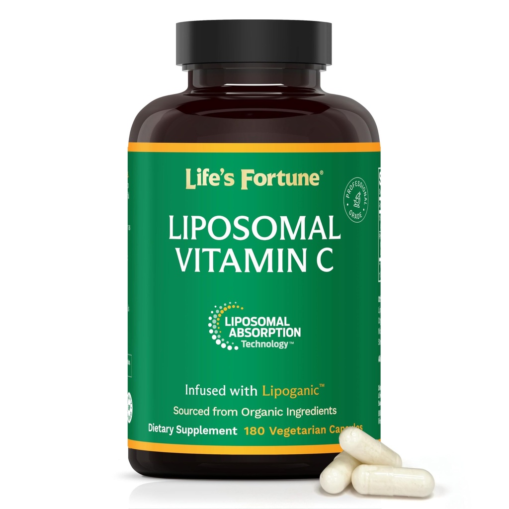 Leben Fortune Liposomal Vitamin C 2100 mg, Schnelle Aktivierung Absorption, Höhere Bioverfügbarkeit Unterstützung Immunsystem, High Antioxidant Supplement Formula – Collagen Booster – 180 Kapseln