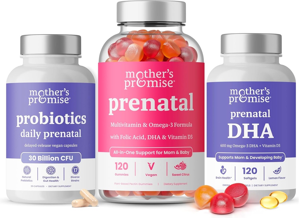 Mutter's Promise Prenatal Vitamin Gummies + Prenatal DHA & Prenatal Probiotics Bundle